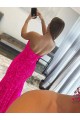 Velvet Sequin Strapless Sleeveless Fuchsia Sweep Train Prom Dress Kent