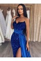 Velvet Sequin Sweetheart Sleeveless Sweep Train Prom Dresses Kent