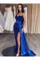 Velvet Sequin Sweetheart Sleeveless Sweep Train Prom Dresses Kent