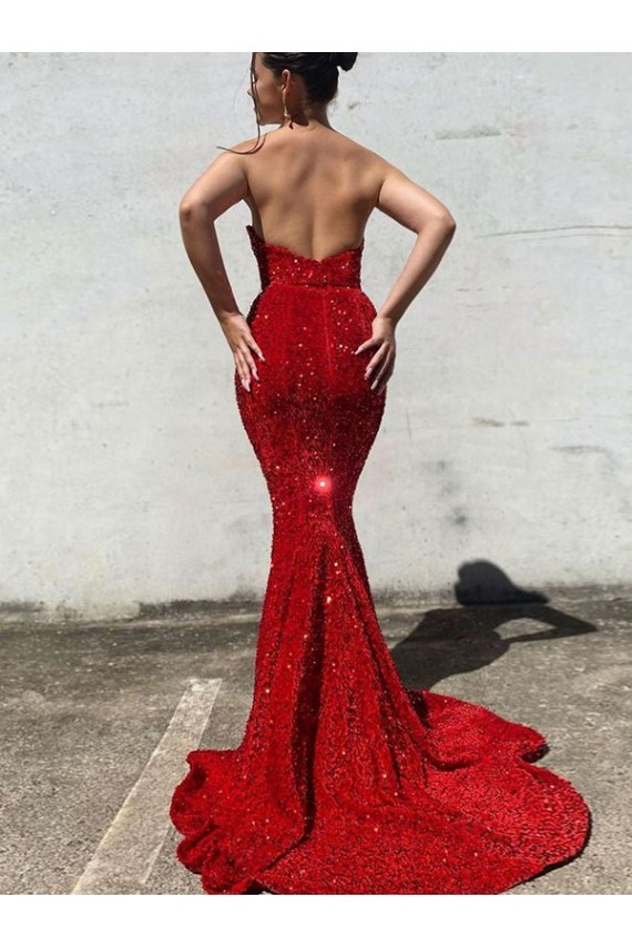 Velvet Sequin Sweetheart Sleeveless Court Train Prom Dress / Evening Gown Kent