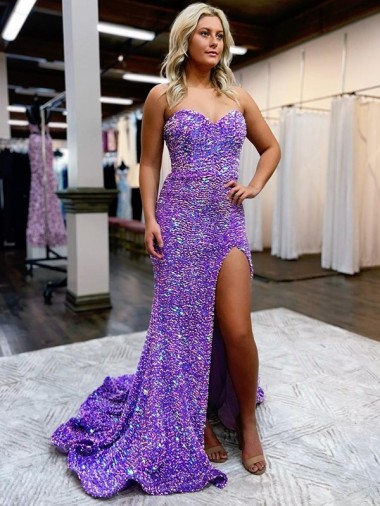 Velvet Sequin Sweetheart Sleeveless Court Train Homecoming Dress Kent