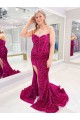 Velvet Sequin Sweetheart Sleeveless Sweep Train Evening Dress Kent