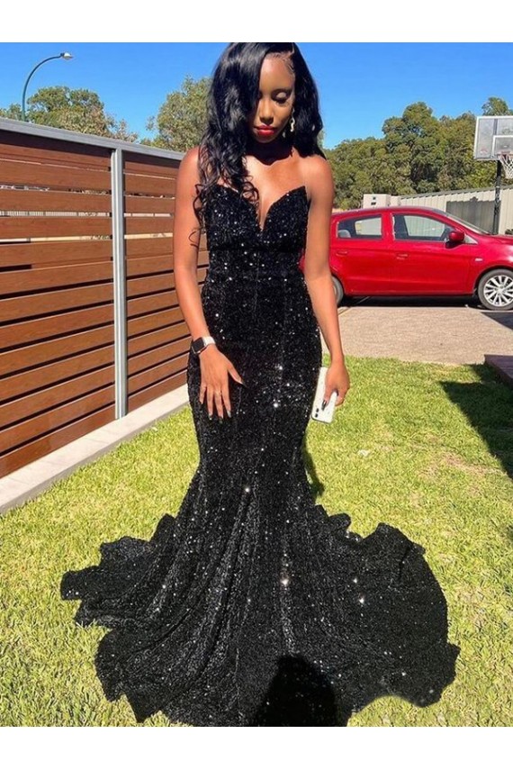Velvet Sequin Sweetheart Sleeveless Long Prom Dress Kent