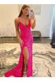 Velvet Sequin V-Neck Sleeveless Sweep Train Long Gowns Kent