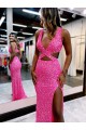 Velvet Sequin V-Neck Sleeveless Long Sweep Train Evening Dress Kent