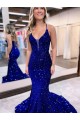 Velvet Sequin V-Neck Sleeveless Court Train Prom Dress Kent