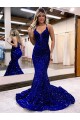 Velvet Sequin V-Neck Sleeveless Court Train Prom Dress Kent