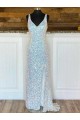 Velvet Sequin V-Neck Sleeveless Sweep Train Evening Gown / Prom Dress Kent