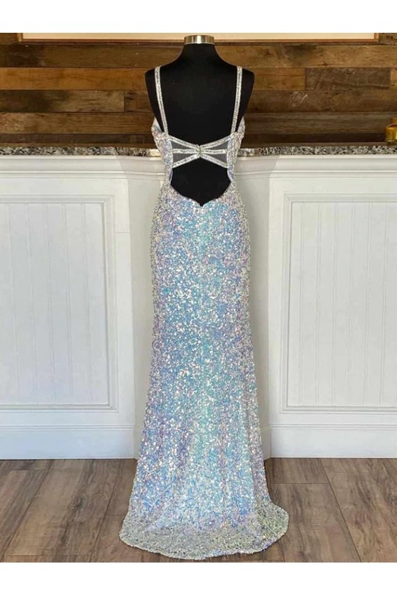 Velvet Sequin V-Neck Sleeveless Sweep Train Evening Gown / Prom Dress Kent
