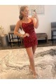Velvet Sequin Spaghetti Straps Sleeveless Short Prom Dress / Evening Gown Kent