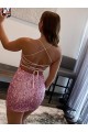 Velvet Sequin Spaghetti Straps Sleeveless Short Evening Dress Kent