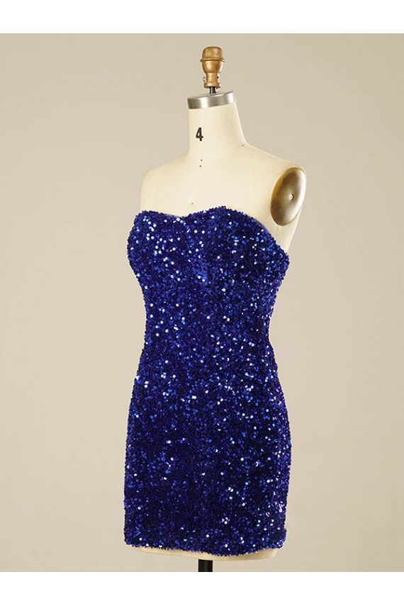 Velvet Sequin Sweetheart Sleeveless Short Prom Dress Kent