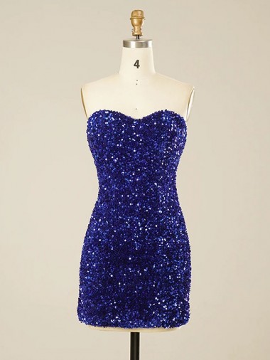 Velvet Sequin Sweetheart Sleeveless Short Prom Dress Kent