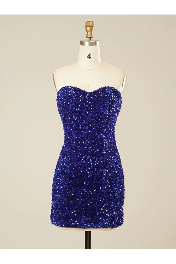 Velvet Sequin Sweetheart Sleeveless Short Prom Dress Kent