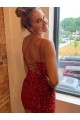 Velvet Sequin V-Neck Sleeveless Short Evening Gown Kent