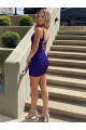 Velvet Sequin V-Neck Sleeveless Short Prom Dress Kent