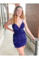 Velvet Sequin V-Neck Sleeveless Short Cocktail Dress / Prom Dress Kent