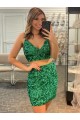 Velvet Sequin V-Neck Sleeveless Short Formal Dress Kent