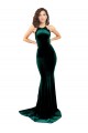 Stretch Velvet High Neck Sleeveless Open Back Sweep Train Formal Evening Gown / Prom Dress / Bridesmaid Dress Kent