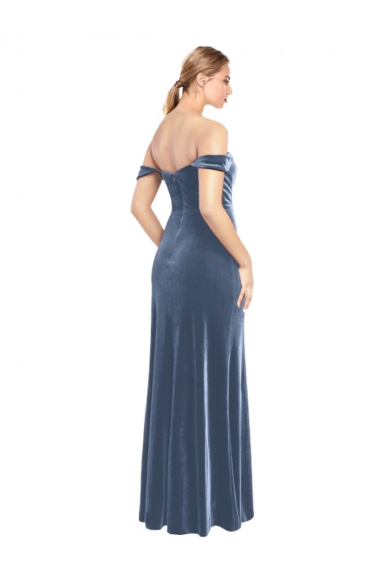 Stretch Velvet Off the Shoulder Sleeveless Long Prom Dress / Bridesmaid Dress Kent