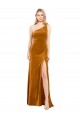 Stretch Velvet One Shoulder Sleeveless Long Formal Evening Gown / Prom Dress / Bridesmaid Dress Kent