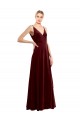 Stretch Velvet V-Neck Sleeveless V-Back Long Bridesmaid Dress / Evening Dress Kent