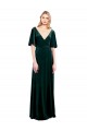 Stretch Velvet V-Neck Flutter Sleeves V-Back Long Prom Dress / Bridesmaid Dress Kent