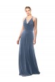 Stretch Velvet Spaghetti Straps Sleeveless Keyhole Back Long Prom Dress / Bridesmaid Dress Kent