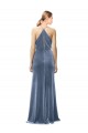 Stretch Velvet Spaghetti Straps Sleeveless Keyhole Back Long Prom Dress / Bridesmaid Dress Kent