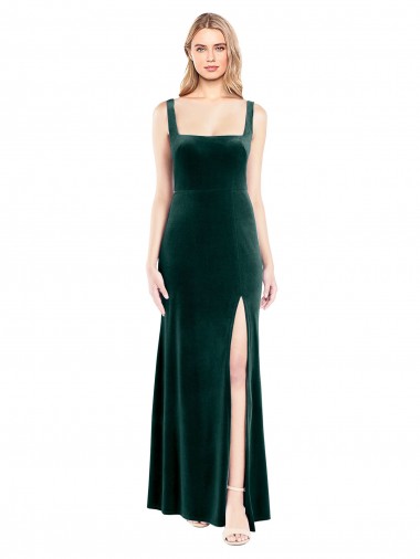 Stretch Velvet Square Neck Sleeveless Long Prom Dress / Bridesmaid Dress Kent