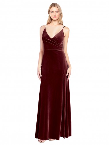 Stretch Velvet V-Neck Sleeveless V-Back Long Black Tie Prom Dress / Bridesmaid Dress Kent