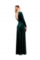 Stretch Velvet V-Neck Long Sleeves Open Back Long Black Tie Prom Dress / Bridesmaid Dress Kent