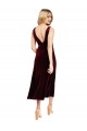 Stretch Velvet V-Neck Sleeveless V-Back Burgundy Midi Length Prom Dress / Bridesmaid Dress Kent