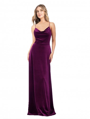 Stretch Velvet Scoop Neck Sleeveless Open Back Long Formal Evening Gown / Prom Dress / Bridesmaid Dress Kent