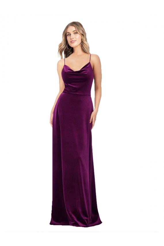 Stretch Velvet Scoop Neck Sleeveless Open Back Long Formal Evening Gown / Prom Dress / Bridesmaid Dress Kent