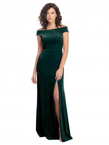 Stretch Velvet Square Neck Cap Sleeves Long Formal Evening Gown / Prom Dress / Bridesmaid Dress Kent