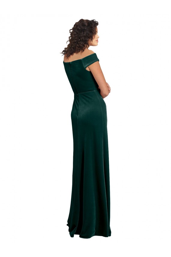 Stretch Velvet Square Neck Cap Sleeves Long Formal Evening Gown / Prom Dress / Bridesmaid Dress Kent