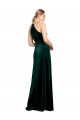 Stretch Velvet Spaghetti Straps Sleeveless Keyhole Back Dark Green Long Prom Dress / Bridesmaid Dress Kent