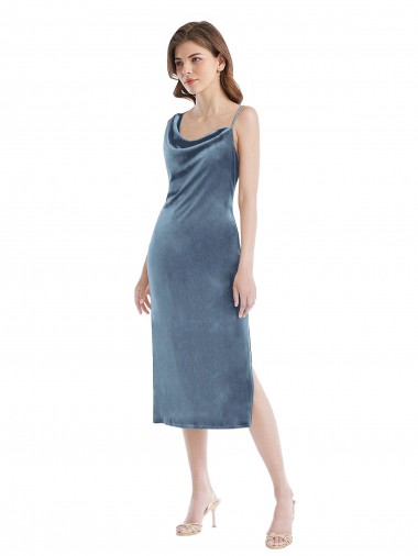 Stretch Velvet One Shoulder Sleeveless Long Semi Formal Evening Dress / Prom Dress / Bridesmaid Dress Kent