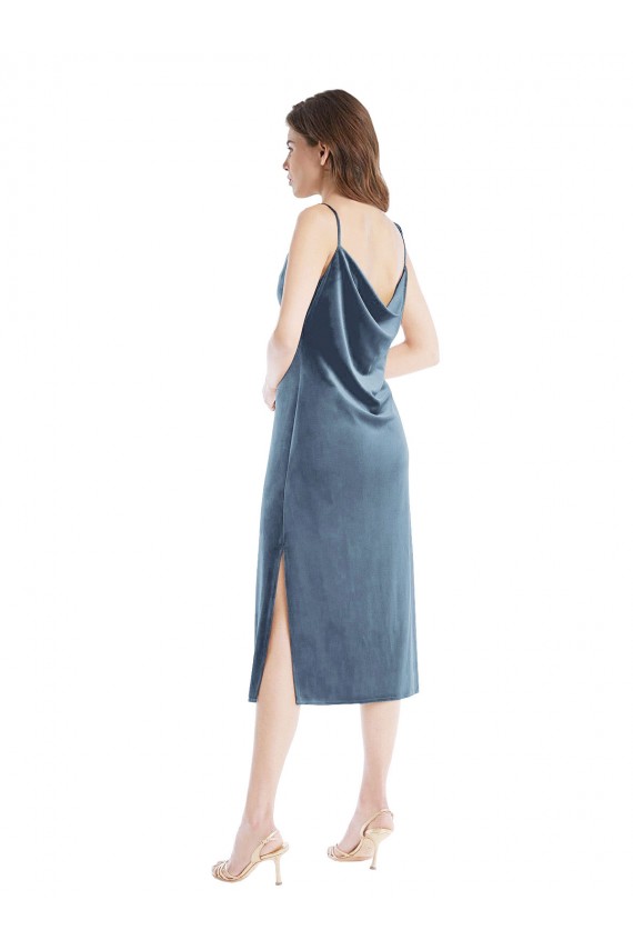 Stretch Velvet One Shoulder Sleeveless Long Semi Formal Evening Dress / Prom Dress / Bridesmaid Dress Kent