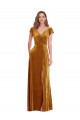 Stretch Velvet V-Neck Cap Sleeves Long Formal Evening Gown / Prom Dress / Bridesmaid Dress Kent
