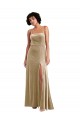 Stretch Velvet Square Neck Sleeveless Low Back Champagne Long Formal Evening Gown / Prom Dress / Bridesmaid Dress Kent