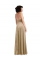 Stretch Velvet Square Neck Sleeveless Low Back Champagne Long Formal Evening Gown / Prom Dress / Bridesmaid Dress Kent