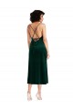 Stretch Velvet Cowl Neck Sleeveless Open Back Midi Length Black Tie Evening Gown / Prom Dress / Bridesmaid Dress Kent