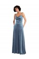 Stretch Velvet Cowl Neck Sleeveless Open Back Long Semi Formal Evening Dress / Prom Dress / Bridesmaid Dress Kent
