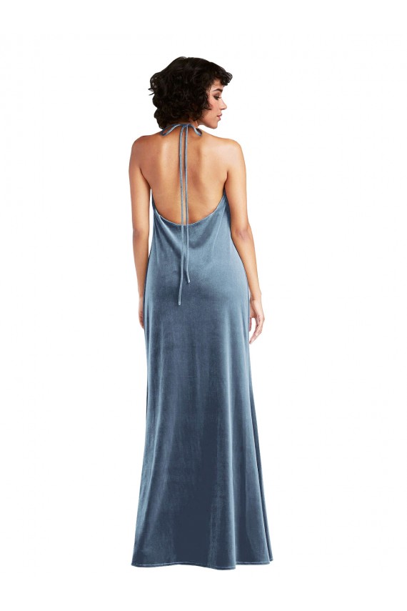 Stretch Velvet Cowl Neck Sleeveless V-Back Long Bridesmaid Dress / Evening Dress Kent