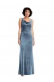 Stretch Velvet Cowl Neck Sleeveless V-Back Long Evening Dress / Bridesmaid Dress Kent