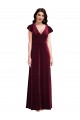 Stretch Velvet V-Neck Flutter Sleeves Long Semi Formal Evening Dress / Prom Dress / Bridesmaid Dress Kent