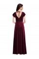 Stretch Velvet V-Neck Flutter Sleeves Long Semi Formal Evening Dress / Prom Dress / Bridesmaid Dress Kent