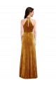 Stretch Velvet Halter Neck Sleeveless Keyhole Back Long Semi Formal Evening Dress / Prom Dress / Bridesmaid Dress Kent